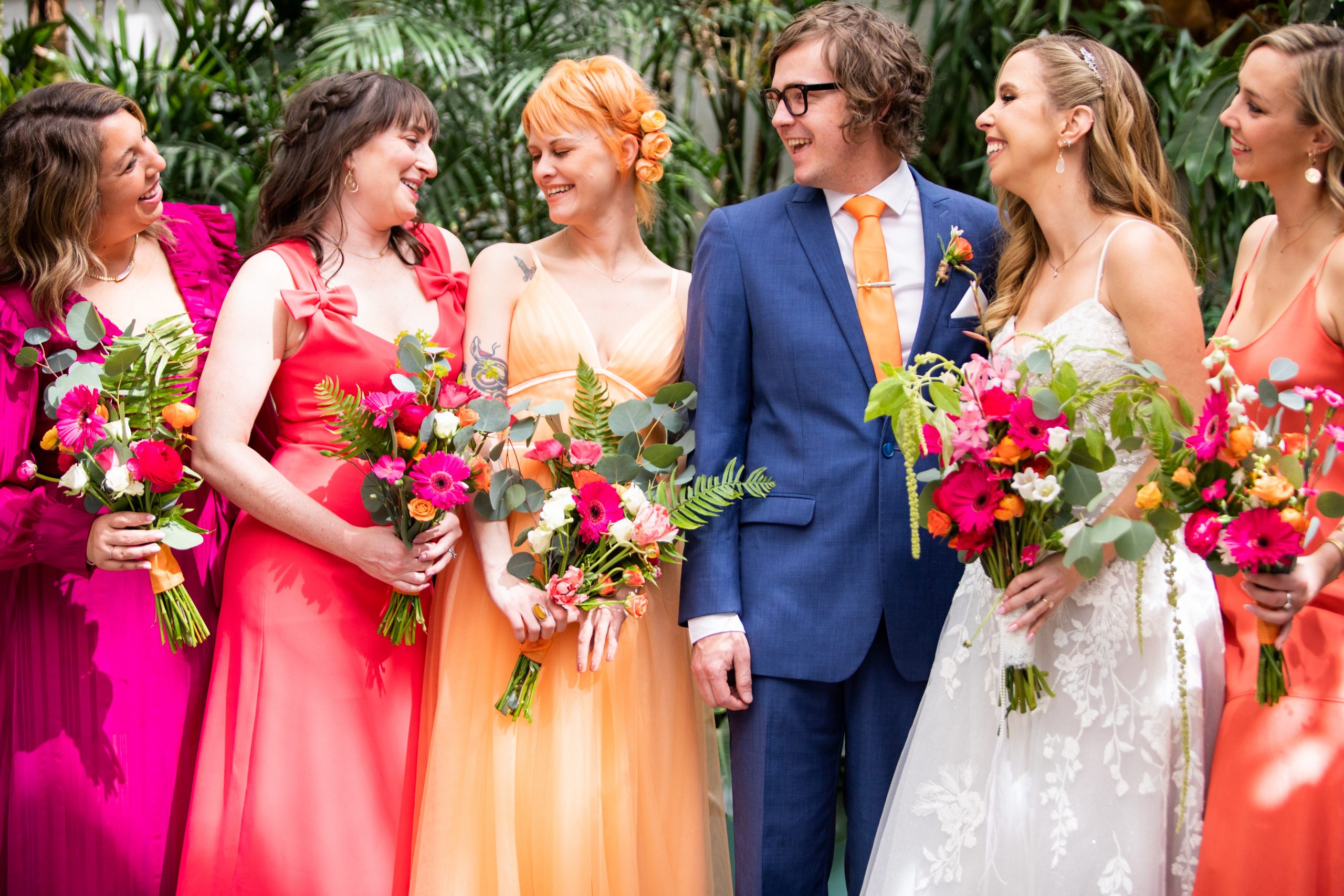 mixed wedding party trista maja photography valentine downtown los angeles wedding venue colorful wedding