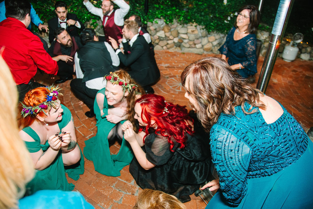 Inn of the Seventh Ray Wedding, Topanga Wedding Photographer, the couple and their wedding party getting down on the dance floor.
