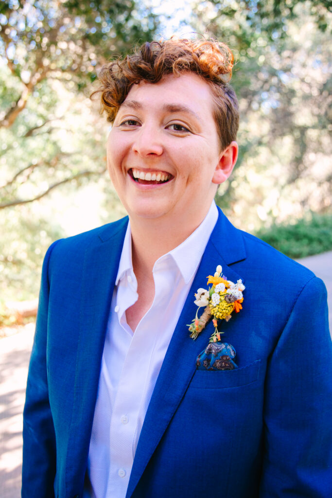 Lesbian Wedding, bride in a blue suit, 1909 Wedding Venue 